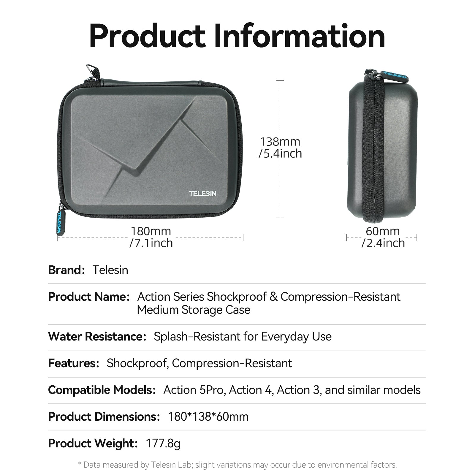 Telesin Medium Shock-Resistant Case for Action Series