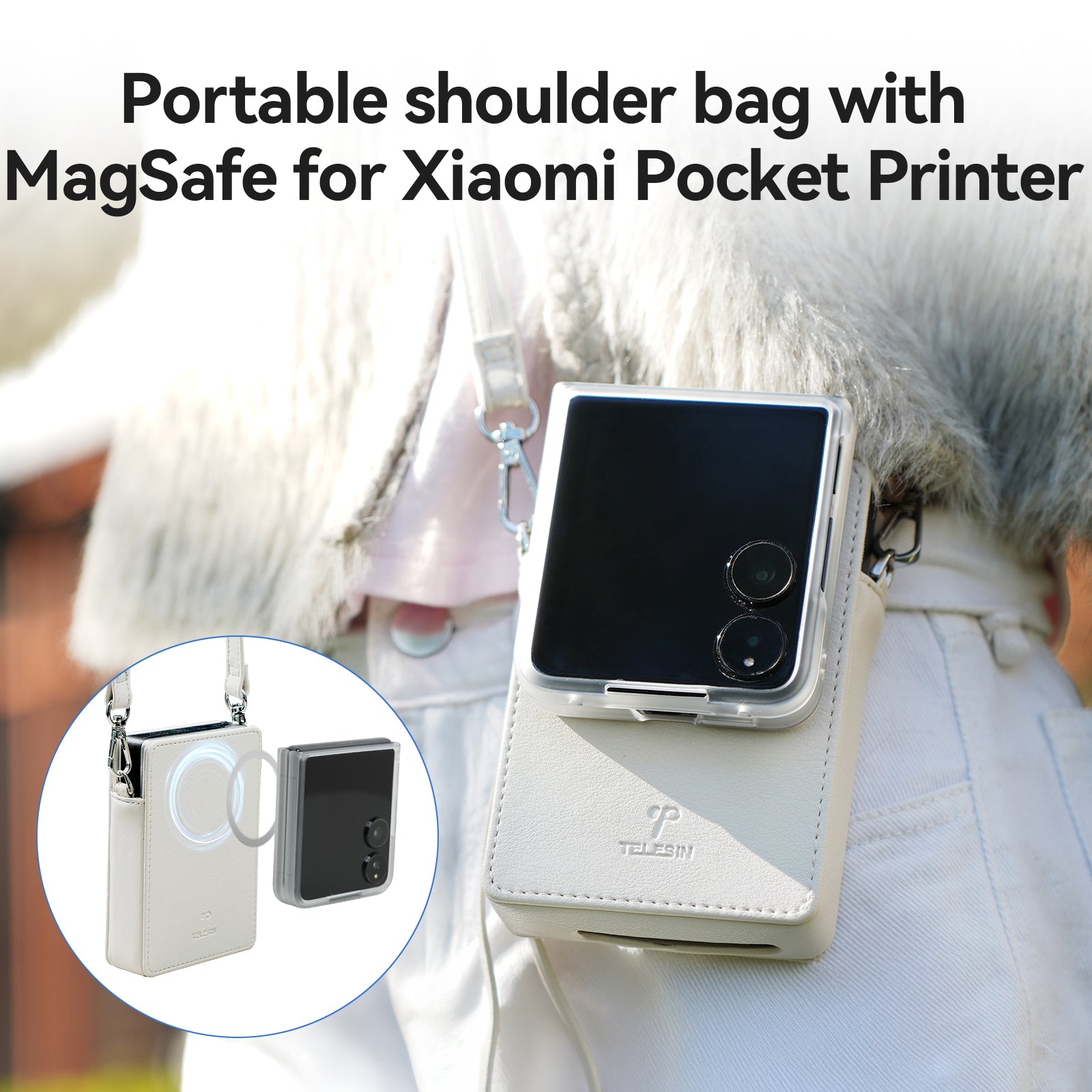 TELESIN Portable shoulder bag with MagSafe for Xiaomi Pocket Printer