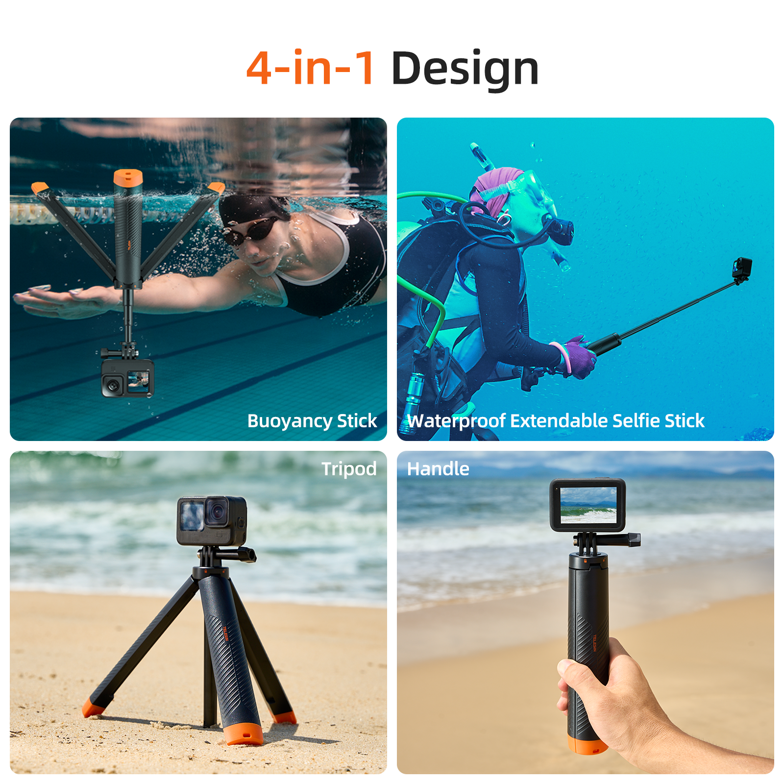 TELESIN Floating Tripod Selfie Stick