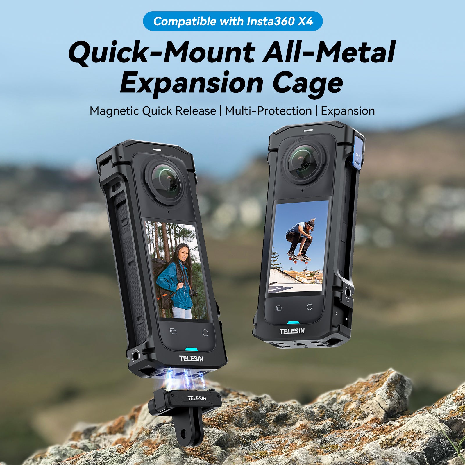 Telesin Full Metal Expansion Cage For Insta360 X4