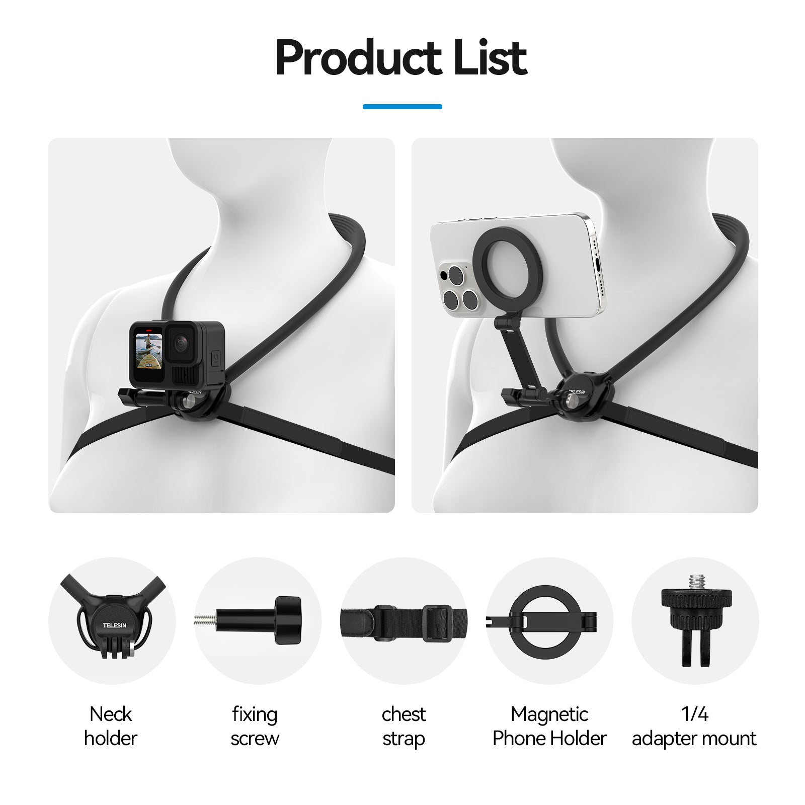 TELESIN Action Camera Neck Holder SE 2.0