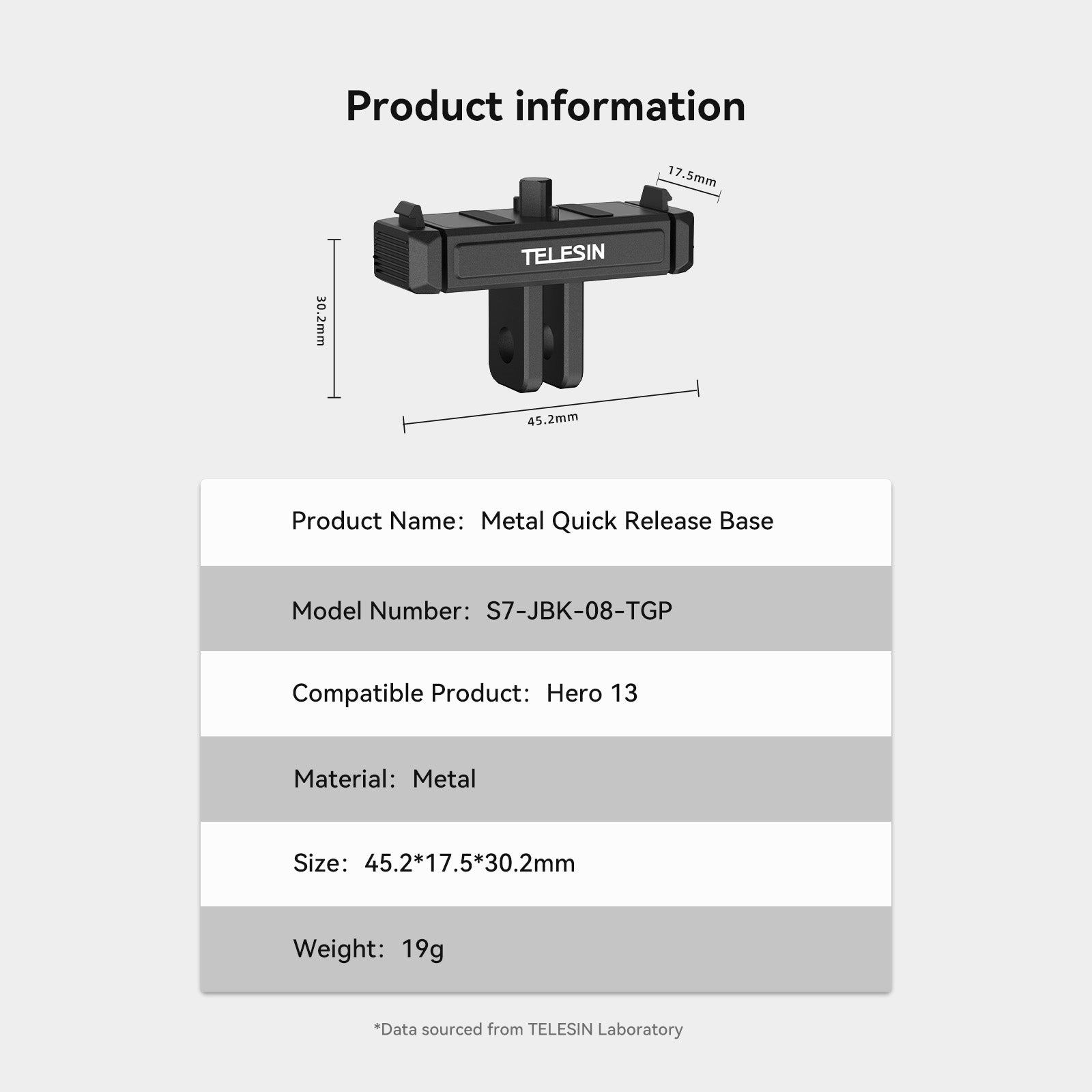 Telesin Metal Magnetic Quick Release Mount for Hero 13