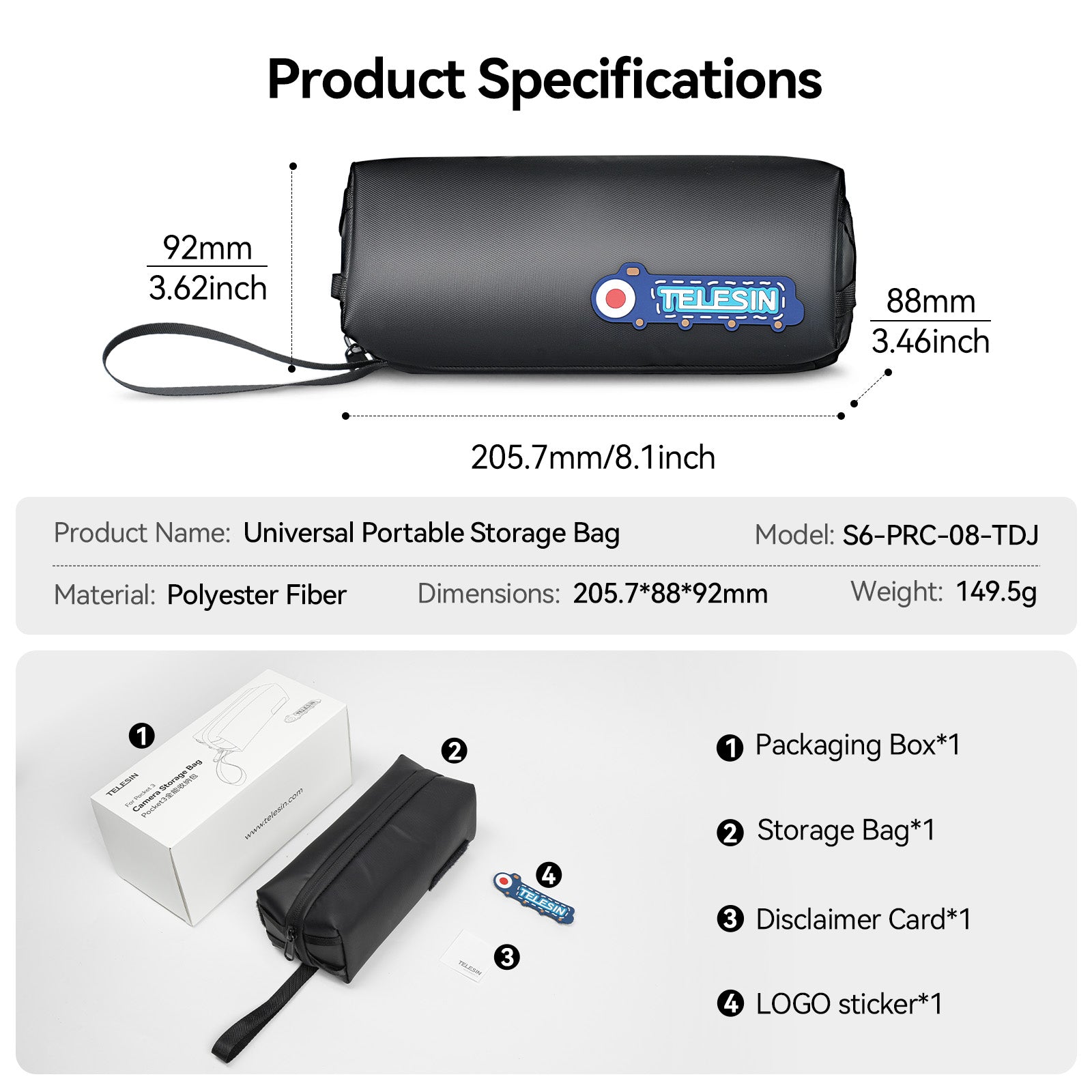 Telesin Universal Portable Storage Bag Compatible with Full Osmo