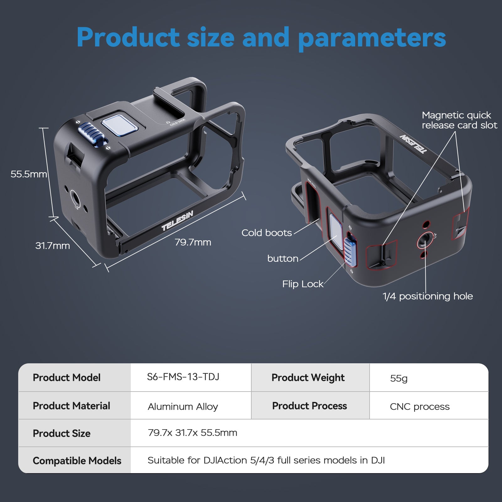 Telesin Multi-functional Cage Compatible with DJlAction 5/4/3