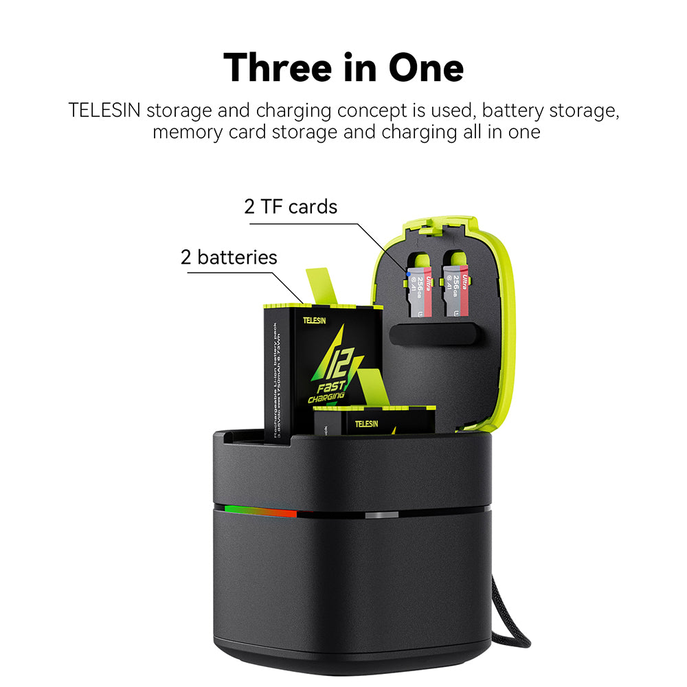 Boîtier de recharge Telesin avec 1 batterie pour GoPro 9 & GoPro