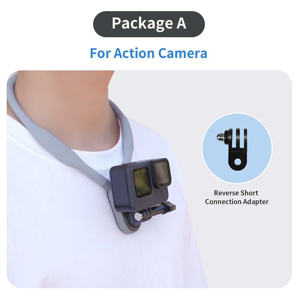 TELESIN Magnetic POV Neck Selfie Holder for Phone GoPro, Chest Shoulder  Support Angle, Video Vlog Necklace Lanyard 