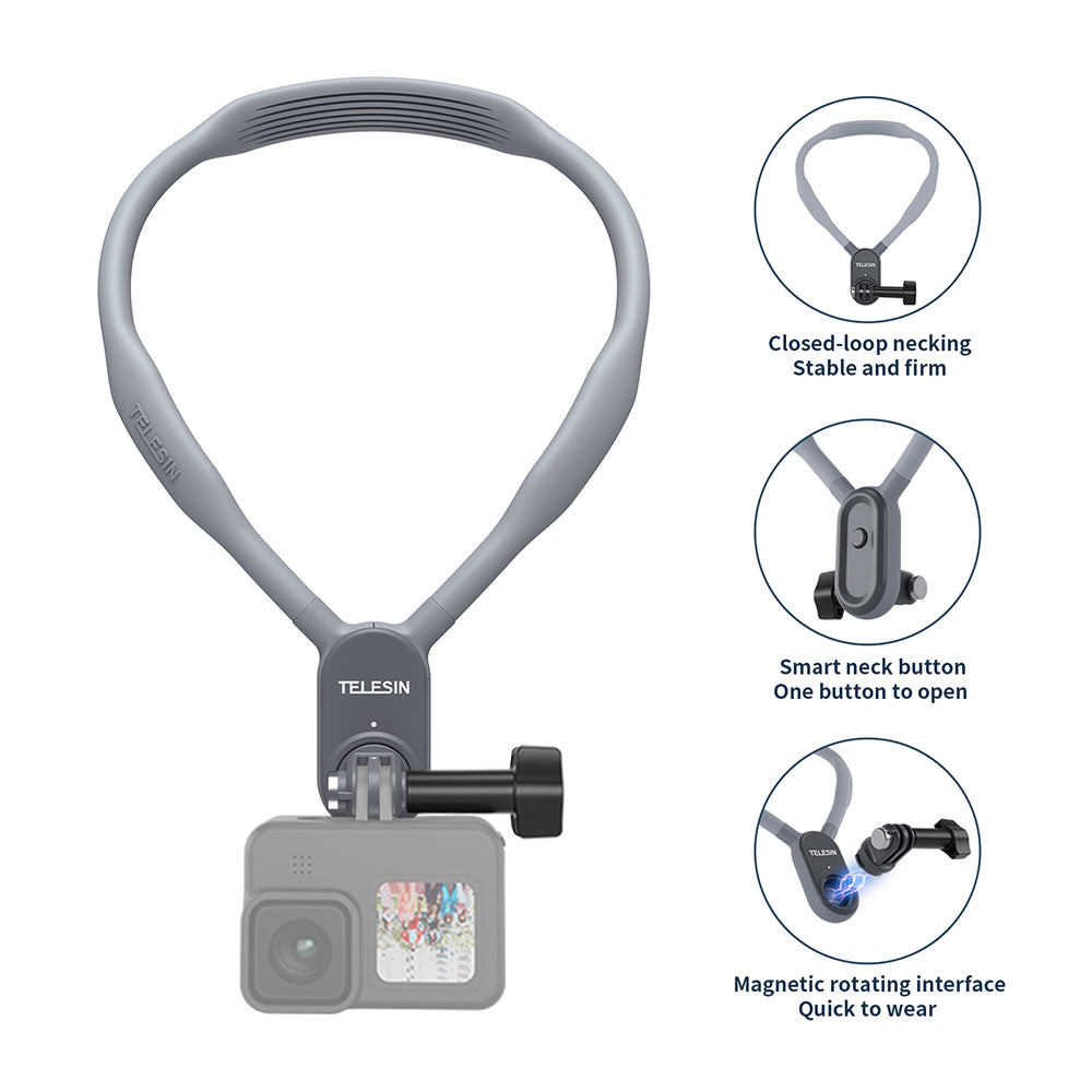 Telesin Bracket Magnetic Flexible Neck Holder Mount Leher for Phone HP